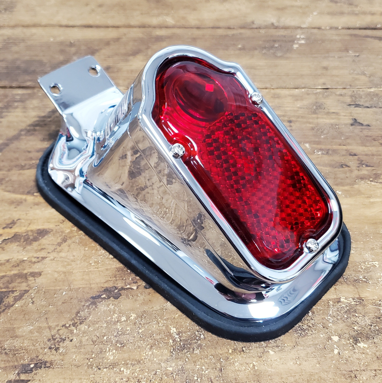 Chrome Tombstone Tail Light w/License Plate Tag Bracket & Light