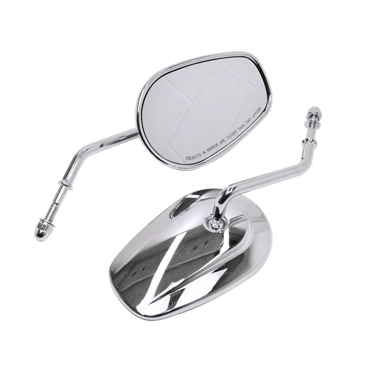 Tapered Chrome Harley Davidson Mirrors With Short Stem And