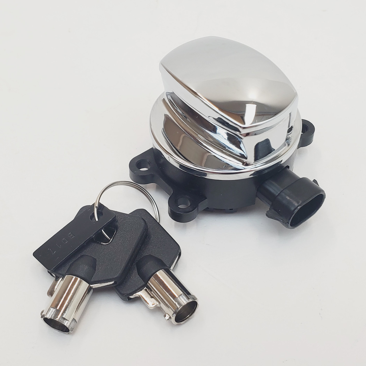 Chrome Ignition Switch with Cover & 2 Round Tamper-Resistant