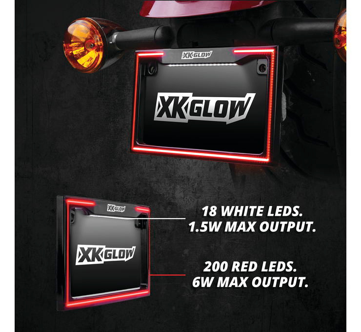 Motorcycle LED License Plate Frame Light Up License Plate Frame