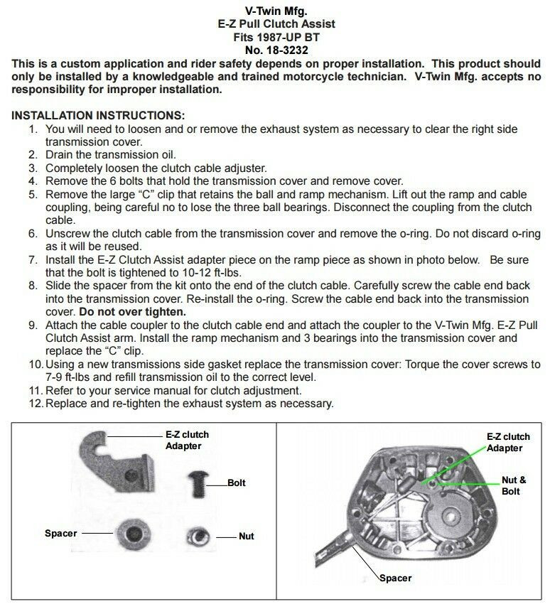 EZPull Clutch Assist Kit For 19872006 Harley Big Twin 5Speed Tour