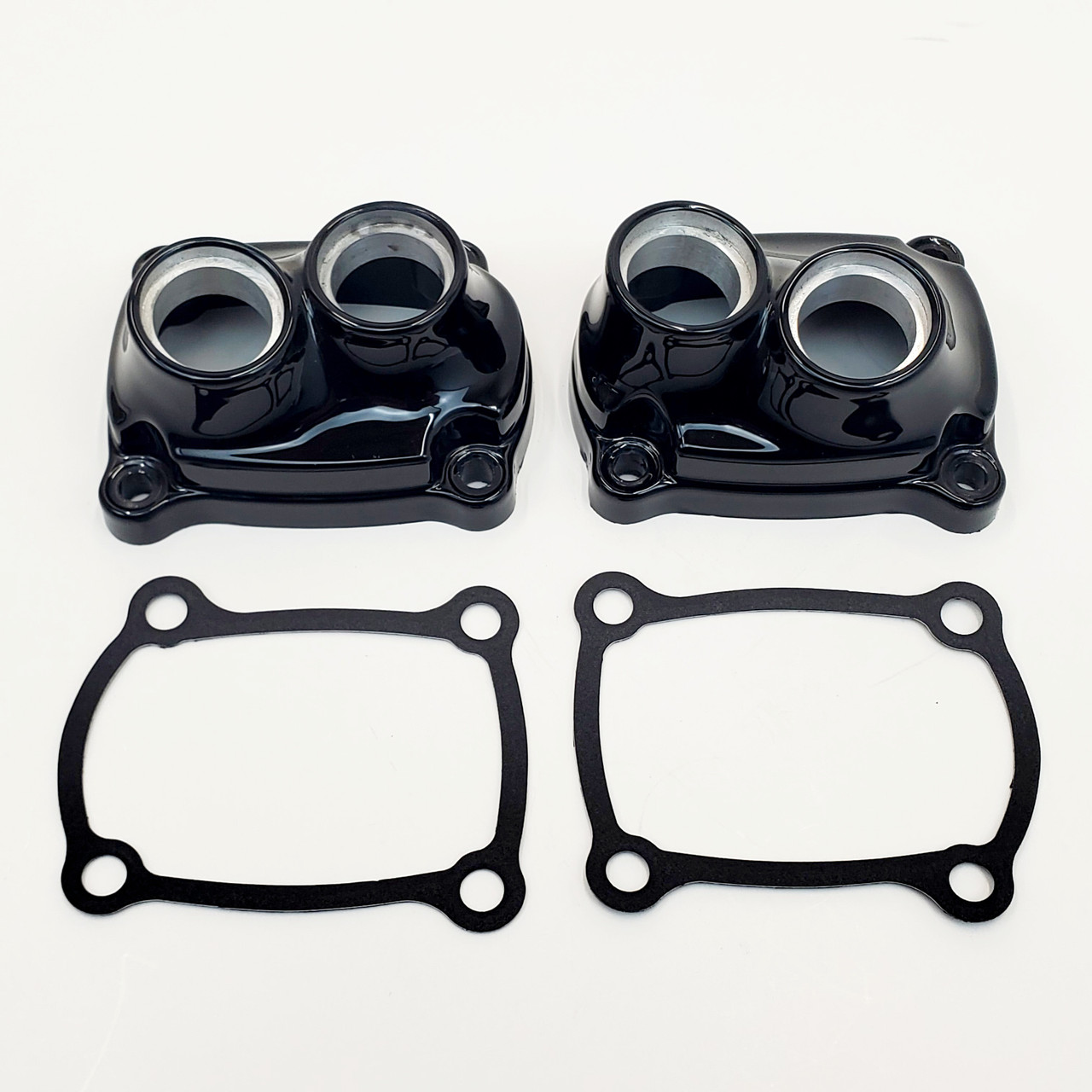 Gloss Black Front & Rear Aluminum M8 Tappet Covers with Gaskets 