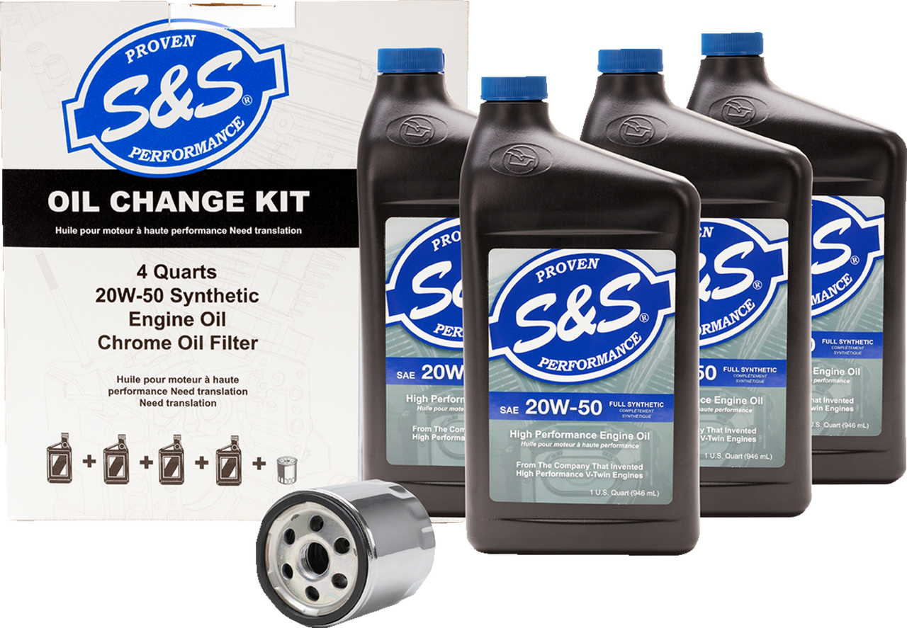 S&S CYCLE Twin Cam Oil Change Kit w/ Black Oil Filter for 1999-2017  Harley-Davidson Twin Cam qts 218943