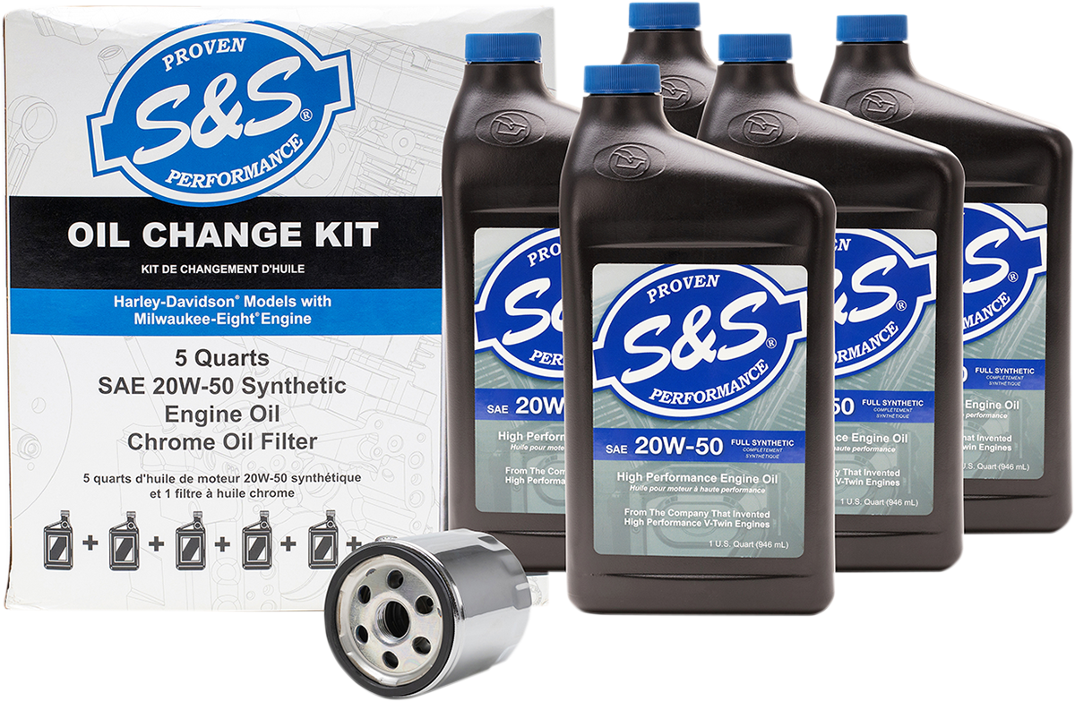 S&S CYCLE M8 Oil Change Kit w/ Black Oil Filter for ALL 2017-2024  Harley-Davidson M8 Motorcycle models quarts 218945