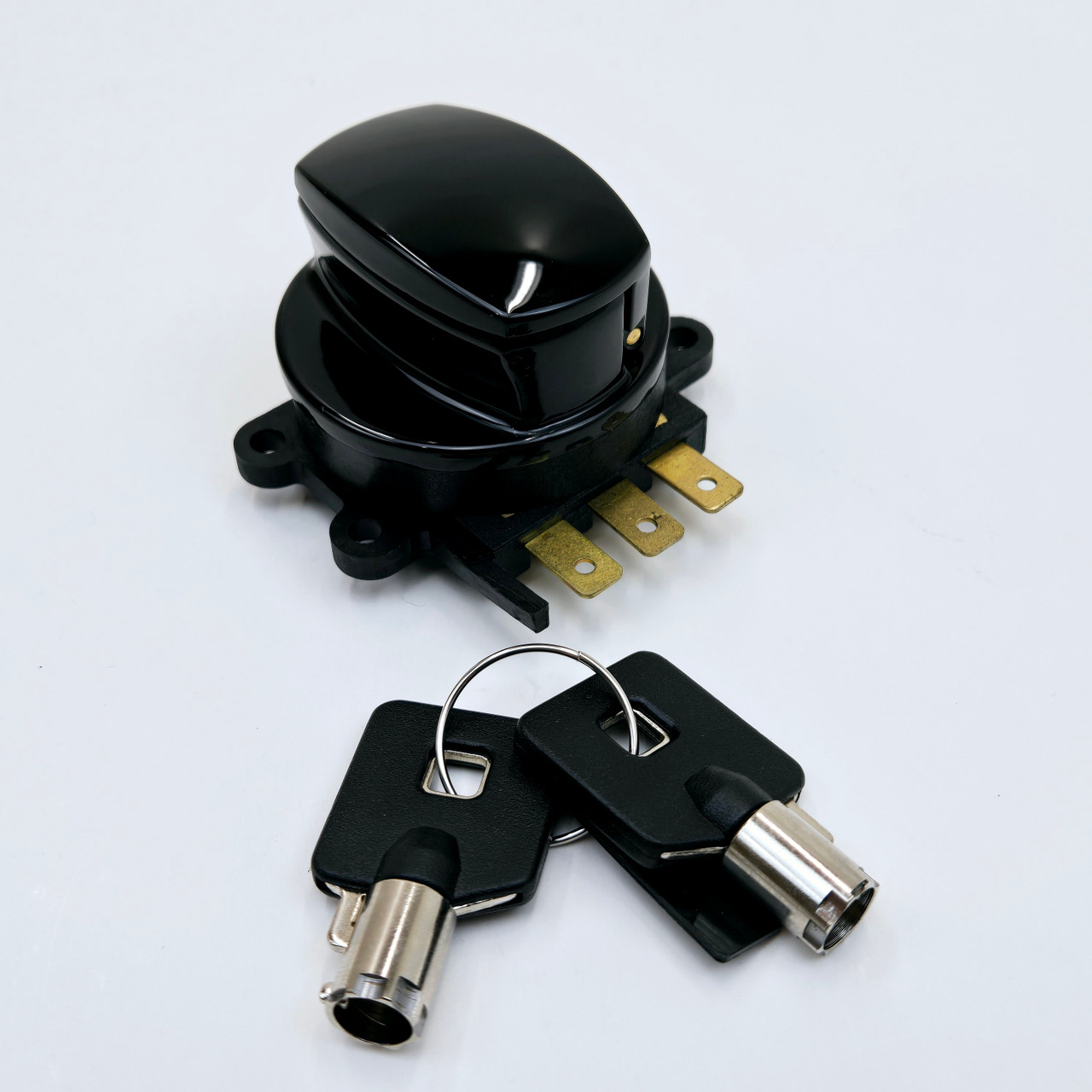 Gloss Black Replacement Ignition Switch with Cover & 2 Round