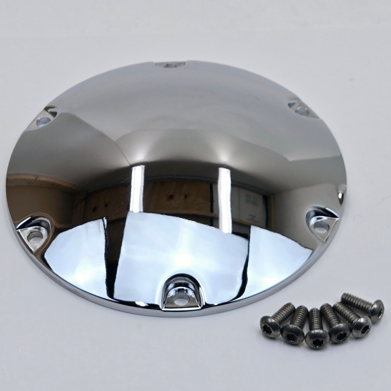Chrome 6-Hole Domed Clutch/Derby Cover for ALL 2004-2022 Harley