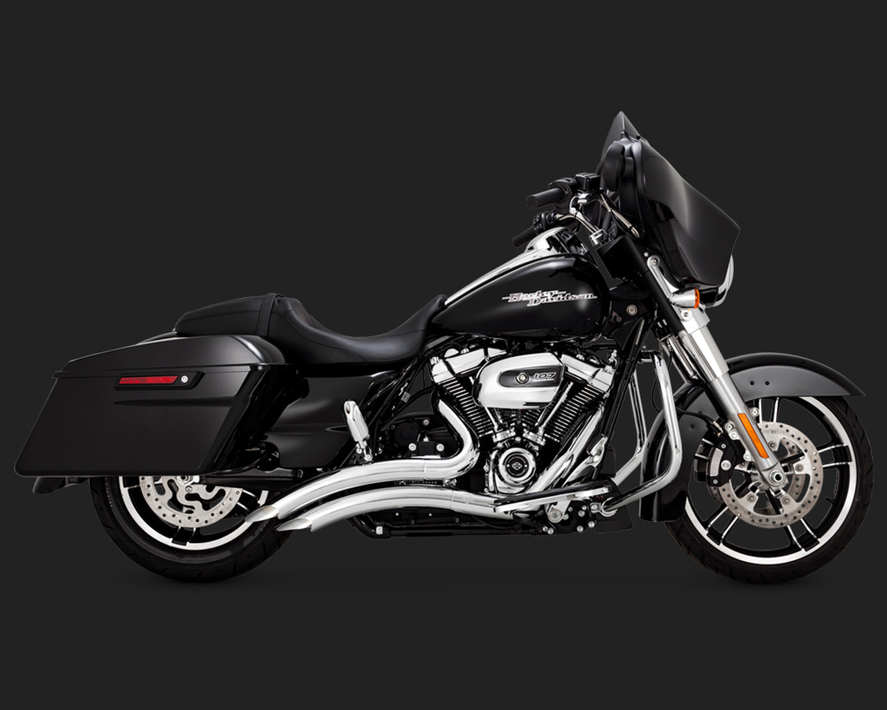 Vance & Hines® Big Radius Chrome 2-into-2 Exhaust System for 2017-2020  Harley Touring FLH, FLT Models (with Exceptions), with Baffles and Hardware  -