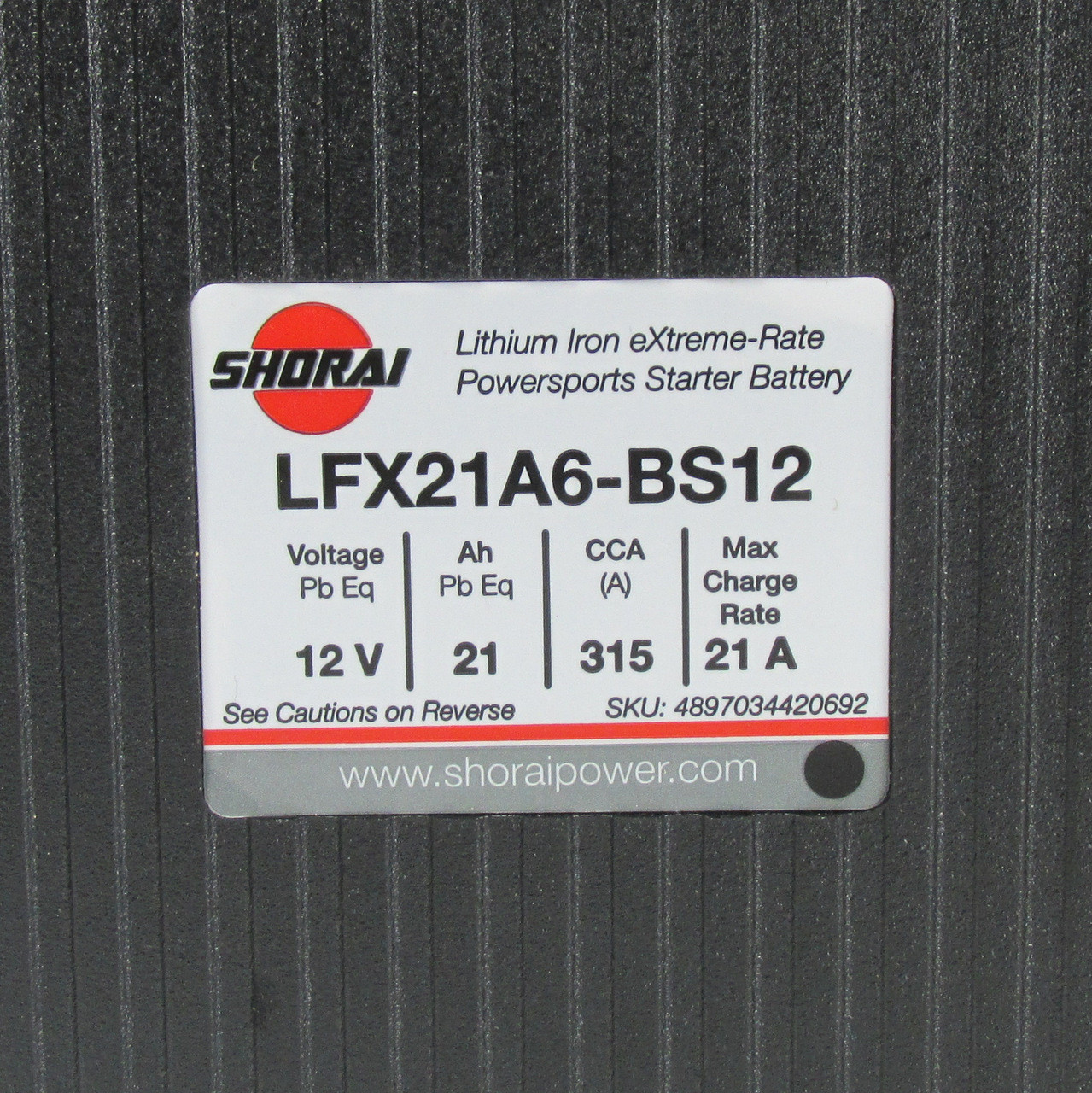 Shorai® LFX21A6-BS12 Lithium Ion Motorcycle Battery | Free