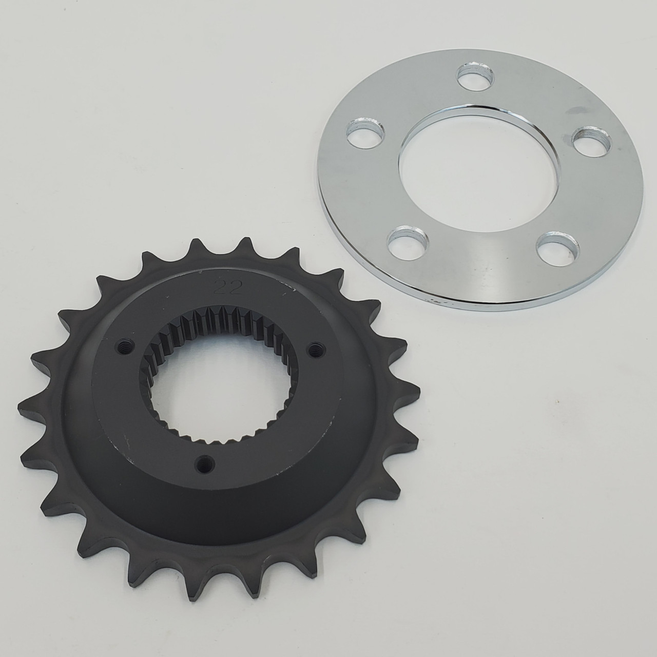 22 Tooth Belt-to-Chain Drive Conversion Front Transmission Sprocket with ½”  Offset & Wheel Spacer for 1985-1994 Harley FXR & 1986-1999 Harley Softail 