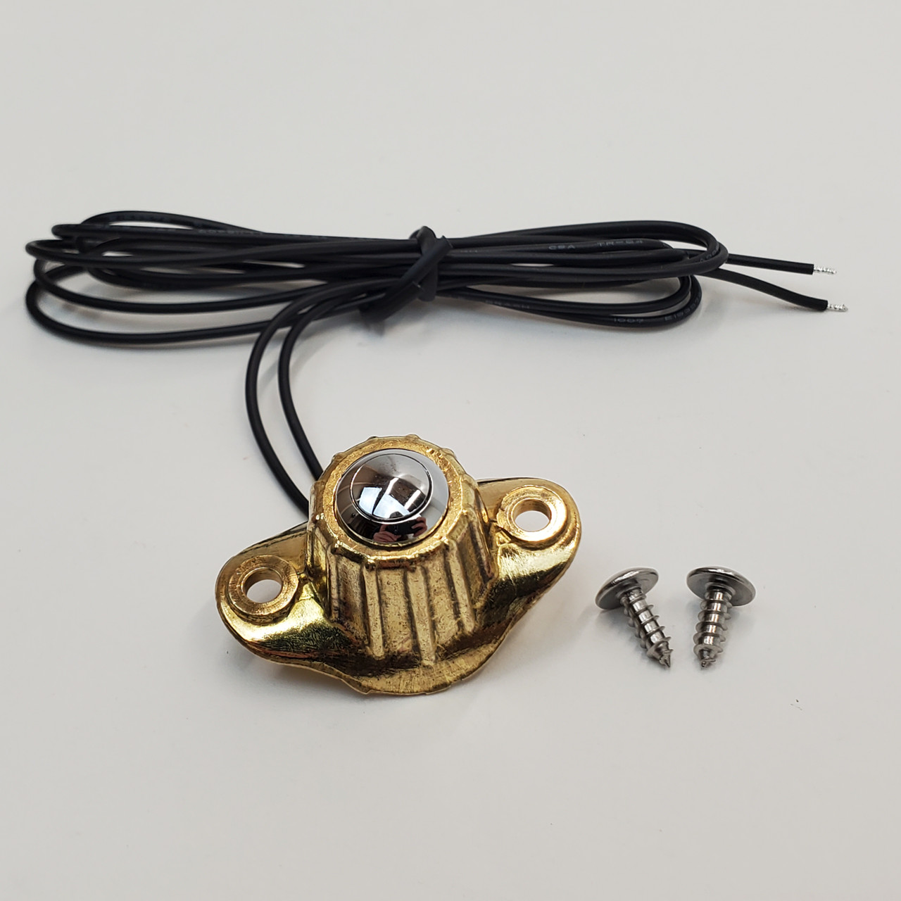 Brass Chrome Plated Push Button Switch Black Prominent Button S.P.