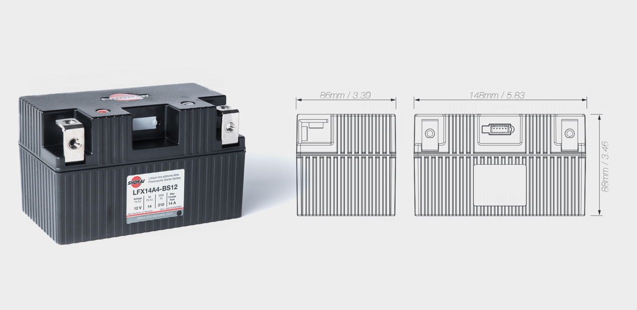 Shorai® LFX14A4-BS12 Lithium Ion Motorcycle Battery | Free