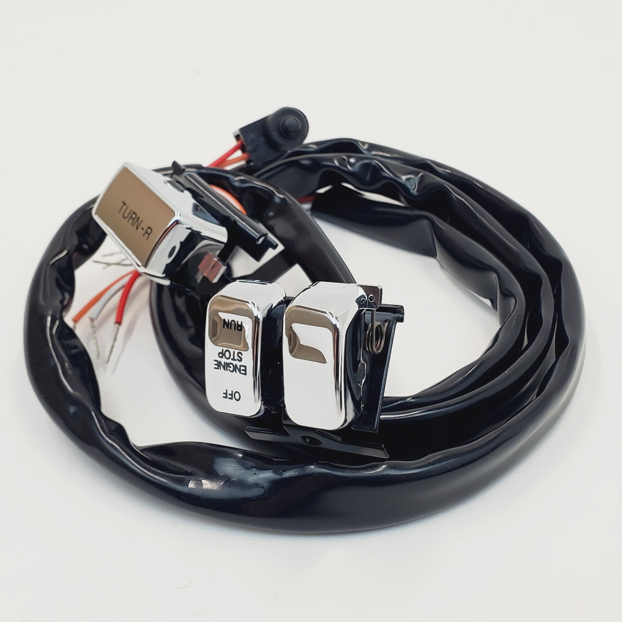 Handlebar Wiring Harness Kit with CHROME Switches for 19962006 Harley Touring, Softail, Dyna, V