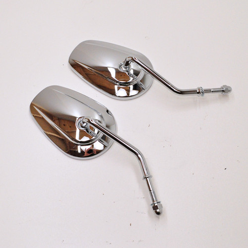 Tapered Chrome Harley Davidson Mirrors with Short Stem and Convex Mirror