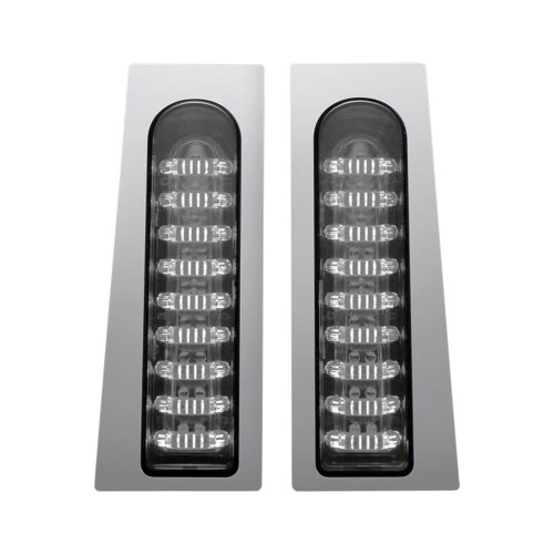 Custom Dynamics ProBEAM Fillerz Red LED Tail Lights with Red Lens and Chrome Trim for 2014 2019 Harley Models with Saddlebag Support Rails PB FILL R C
