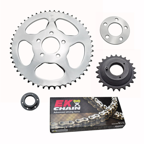 Belt-to-Chain Conversion Kit - Fits 2000-2006 Harley Sportster XL Models -  23 Tooth Front Sprocket / 51 Tooth Rear Sprocket with 530x120 Chain  (19-0761)