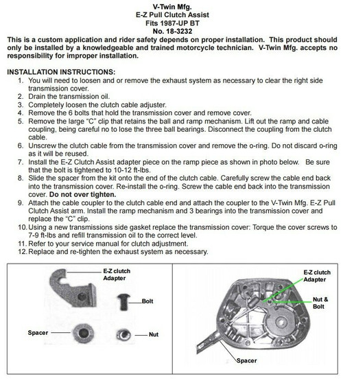 EZPull Clutch Assist Kit For 19872006 Harley Big Twin 5Speed Tour