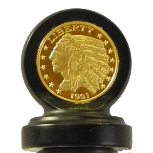 Aeromach Matte Black Billet Oil Dipstick with Gold Coin - Fits 2014-2018 Indian Chief Thunder Stroke 111 Engine - Made in USA - CI-1037BG