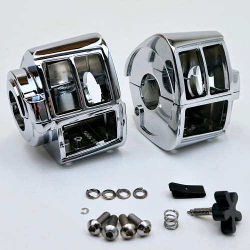 ハーレーダビッドソン　FXRT スイッチボックス Chrome Plated Switch Housing Covers with Mounting Hardware & Thumb