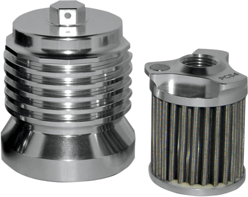 PC RACING Flo® Stainless Steel Reusable Oil Filter, Polished Aluminum for 1984-2026 Harley Big Twin EVO, Twin Cam, M8 - PCS4C