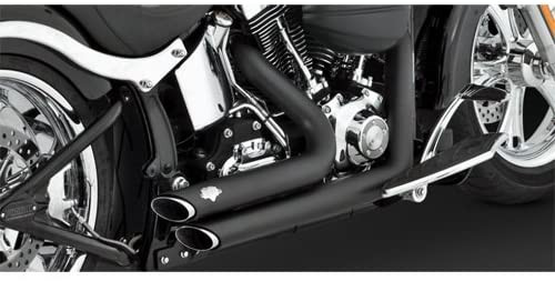 Vance & Hines® Shortshots Staggered Matte Black 2-into-2 Exhaust System for 2000-2011 Harley-Davidson Softail FXS, FLST, FXST Models, with Baffles and Hardware (With Exceptions)  - Made in U.S.A. - 47221