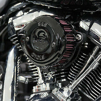 S&S Cycle® Gloss Black Mini Teardrop Stealth Air Cleaner Kit for