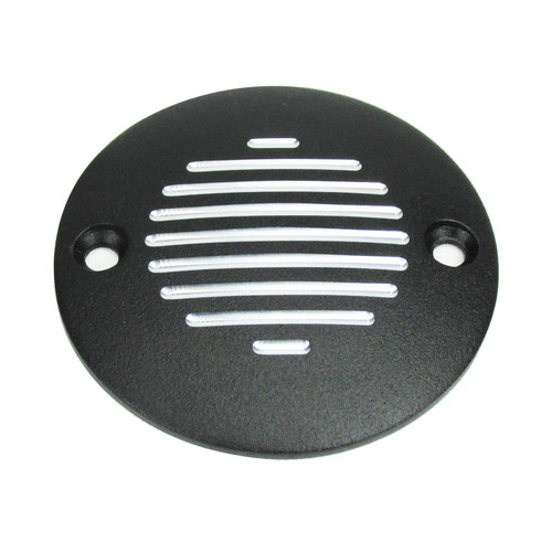 Grooved 2-Hole Horizontal Points Ignition Cover -  Black, Fits 2004 and Up Harley Sportster XL, 1970-1984 FL FX 1970-1999 Big Twin Motors - Replaces Pt #32584-88T