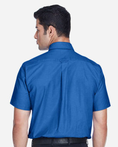Harriton M600S Men's Oxford Short Sleeve Shirt with Stain-Release custom decorated — Sport X Canada