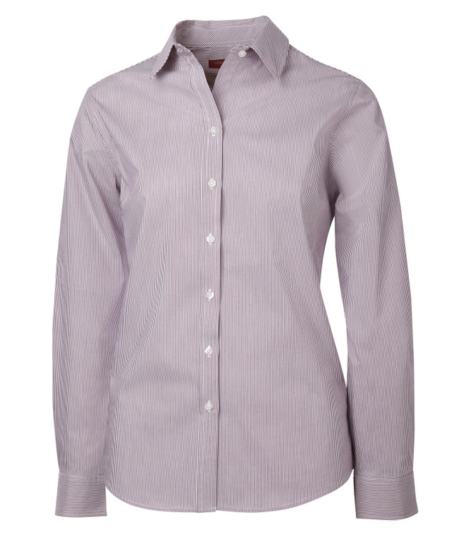 COAL HARBOUR® MINI STRIPE STRETCH WOVEN LADIES' SHIRT.  Front Logo Included