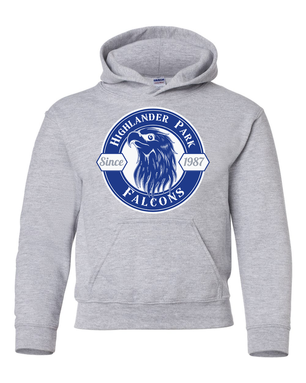 Highlander Park Falcons Heavy Blend Hooded Sweatshirt  Youth with Large Front Logo