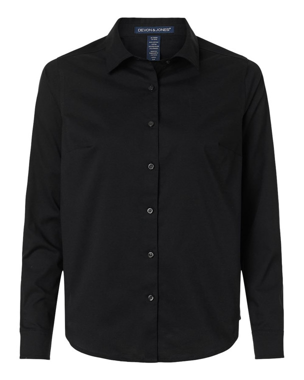 Devon & Jones DG505W Women's CrownLux Performance Spencer Poplin Dress Shirt custom decorated — Sport X Canada
