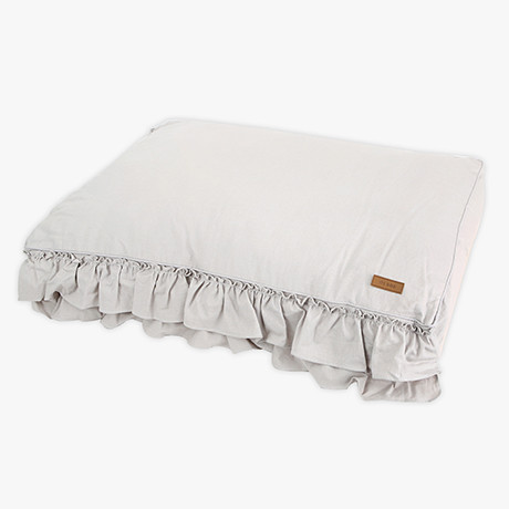 Linen Frill Flat Bed Grey (Large)