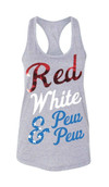 LA Police Gear Womens Red White and Pew Pew Tank Top TS-RED-WHITE Thumbnail Image