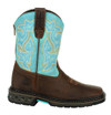 Georgia Boot Little Kid's Carbo Tec LT 8" Brown/Green Pull-On Boot  GB00410C  Thumbnail Image