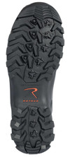 Rothco 4 inch Scout All Terrain Hybrid Tactical Shoe 54315, close-up view of the rugged black sole with deep tread and grip patterns for traction and durability. Thumbnail Image