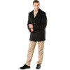 Rothco Naval Heritage Pea Coat HNPC, image of a man wearing a black military-style pea coat with beige pants and black shoes. Thumbnail Image