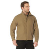 Rothco Lightweight Concealed Carry Jacket LCCJ, a man wearing a tan tactical jacket with zippered front and shoulder yoke design, suitable for outdoor and concealed carry use. Thumbnail Image