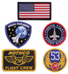 Rothco MA-1 Flight Jacket with Patches, featuring American flag, space explorer, fighter pilot school, flight crew, and aircraft insignia patches. Thumbnail Image