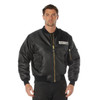 Rothco MA-1 Flight Jacket with Security Print MA1FKSP, Black bomber style flight jacket with gold zippers, security print patch on chest, multiple pockets, and ribbed cuffs and collar. Thumbnail Image