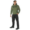 Rothco Marines Pullover Hooded Sweatshirt MPHS, image of a man wearing a green pull-over hoodie with 'Marines' written in black on the front, paired with black tactical pants and boots. Thumbnail Image