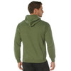 Rothco Marines Pullover Hooded Sweatshirt MPHS, Olive green hoodie worn by male model from the back showcasing a casual military style pullover sweatshirt. Thumbnail Image