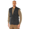 Rothco Plainclothes Concealed Carry Vest PCCV, Black tactical vest with multiple pockets and zippers shown on a male model for concealed carry and outdoor activities. Thumbnail Image