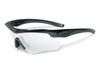 ESS Crossbow One Black Eyeshield, sleek black sports eyewear with a white visor and black frame for enhanced eye protection and clarity. Thumbnail Image
