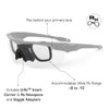 ESS Crossblade Black Eyeshield w/Clear & Smoke Gray, eyewear with adjustable strap, clear and smoke gray lenses, fits behind primary lens, includes U-Rx Insert Carrier, Rx Nosepiece, Goggle Adapters, accommodates Wide Rx Range +8 to -10. Thumbnail Image