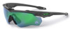ESS Crossblade Eyeshield STD Polarized Mirrored Green, sports sunglasses with black frame and green mirrored polarized lenses. Thumbnail Image