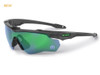 ESS Crossblade Eyeshield STD Polarized Mirrored Green, sports eyewear with a reflective green mirrored lens and black frame. Thumbnail Image