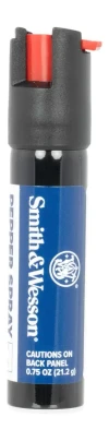 Smith & Wesson .75 oz. Pepper Spray Jogger, compact black and red pepper spray can with blue label and safety cap. Thumbnail Image