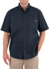 Iron & Haft Tradesman Short Sleeve Stretch Canvas Work Shirt, navy blue, men's short sleeve shirt with button-down front and two chest pockets.