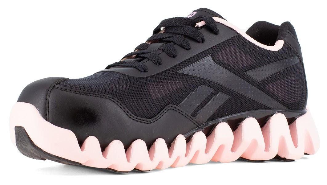 Reebok Women's Black Pink Zig Pulse Athletic Comp Toe Work Shoe