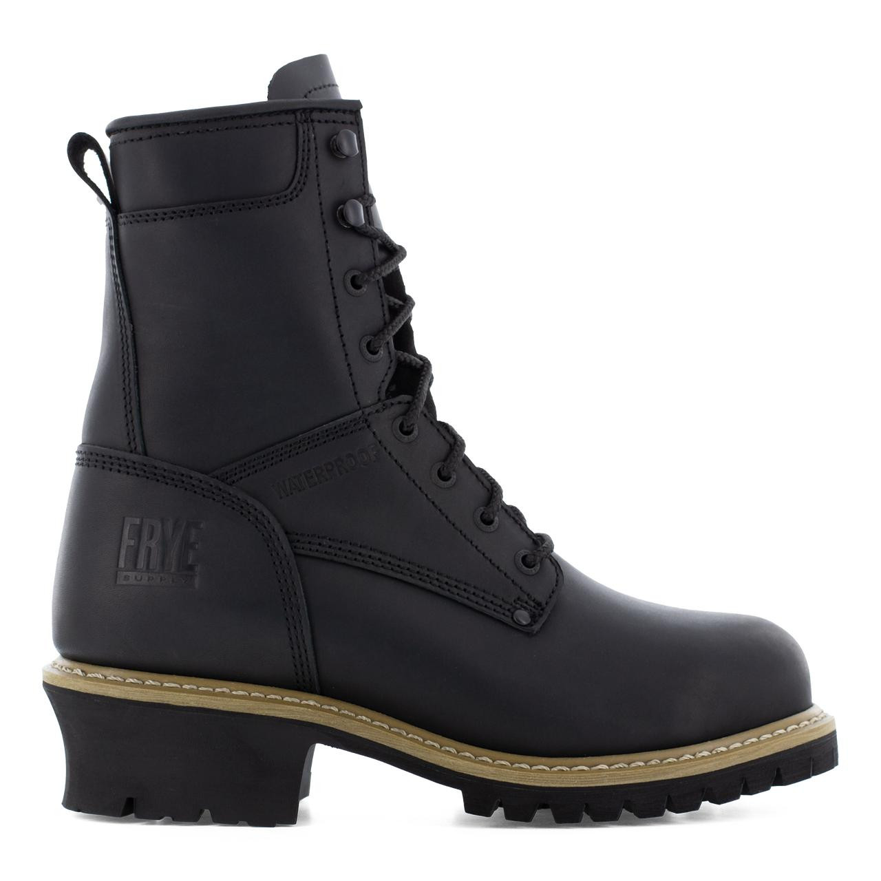 FRYE Mens Black Leather Combat Boots Rugged Lug Sole Military Work Boots 9.5 MENS FRYE BLACK ENGINEER BOOTS SIZE 9.5 M | eBay main image 2