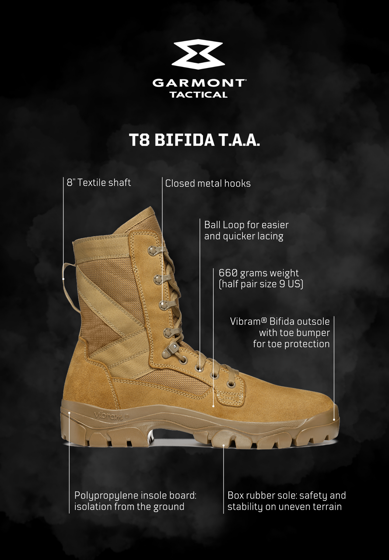 Garmont T8 Bifida TAA AR670-1 GSA Compliant Tactical Combat Boot